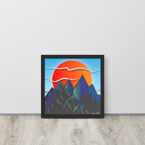 Blue Top Mountain Framed photo paper poster
